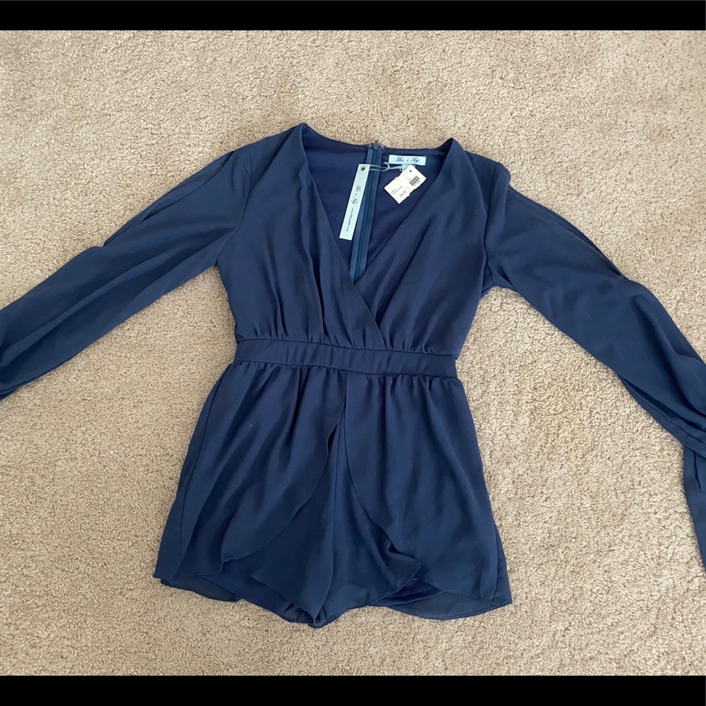 Blue long sleeve romper